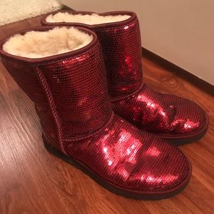 Maroon sequin Uggs